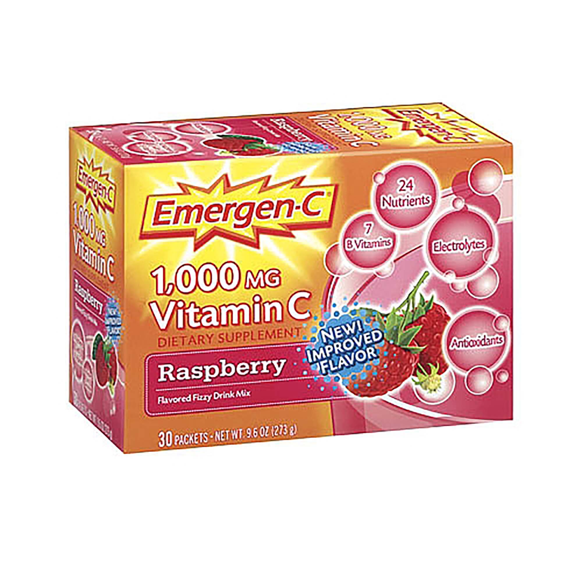 Alacer Emergen C 1 000 Mg Vitamin C Raspberry Gnc